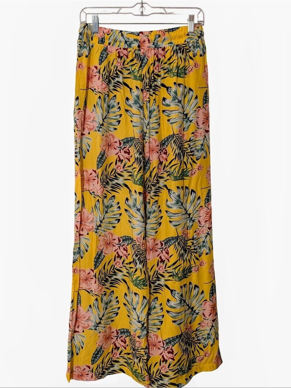 Yellow Tropical Floral Wide Leg Pants - Picture 2 of 5